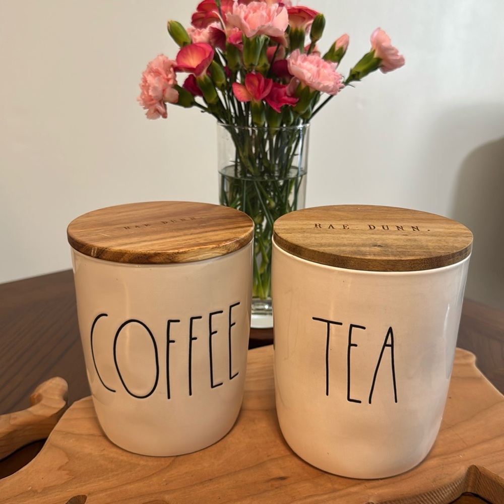 EUC Classic Rae Dunn Coffee & Tea Ceramic Canisters